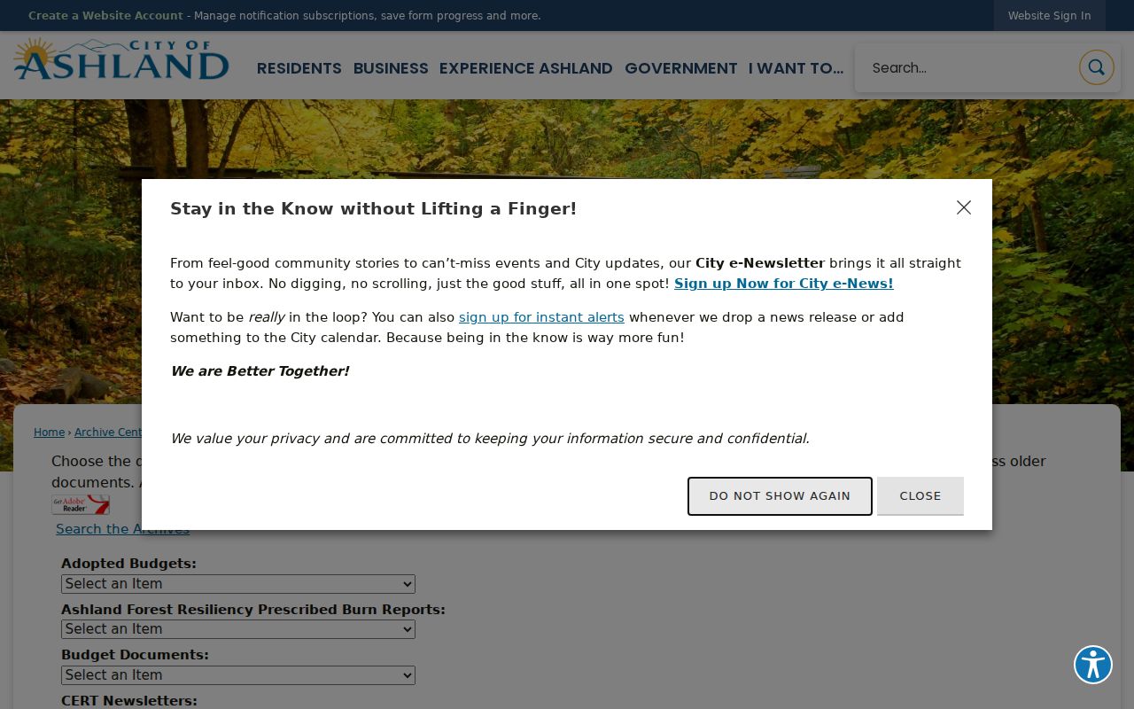 Ashland city directory research using the Ashland Archive Center search controls