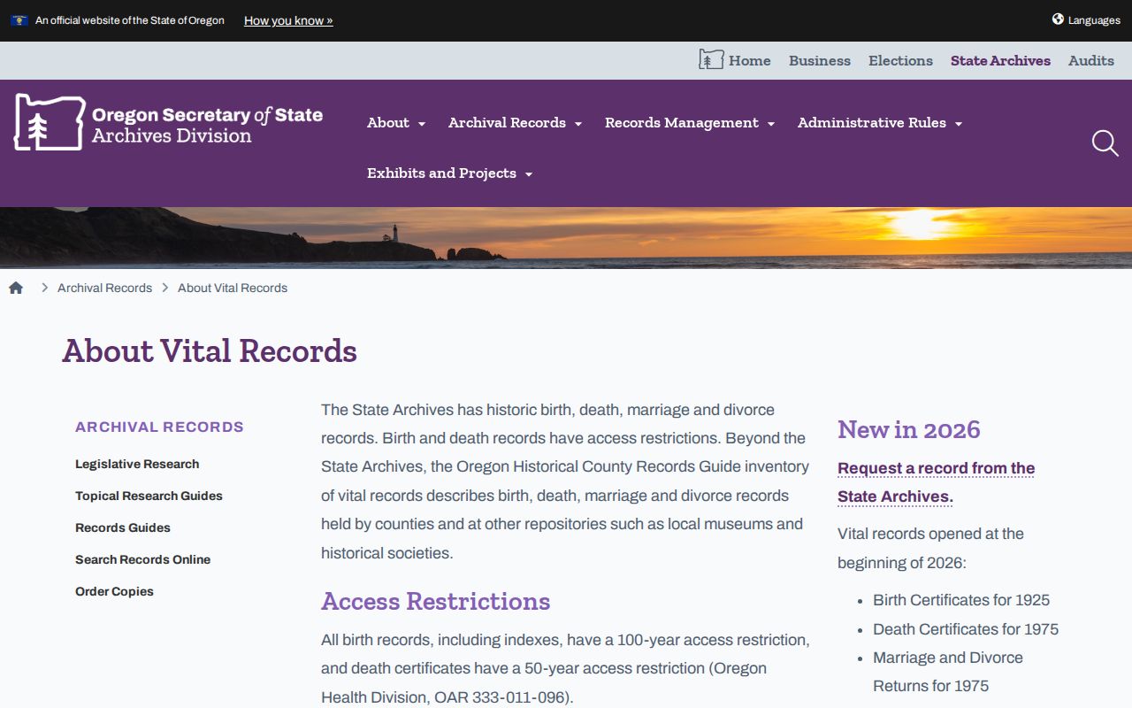 Ashland city directory family-history research with Oregon State Archives vital-records guide
