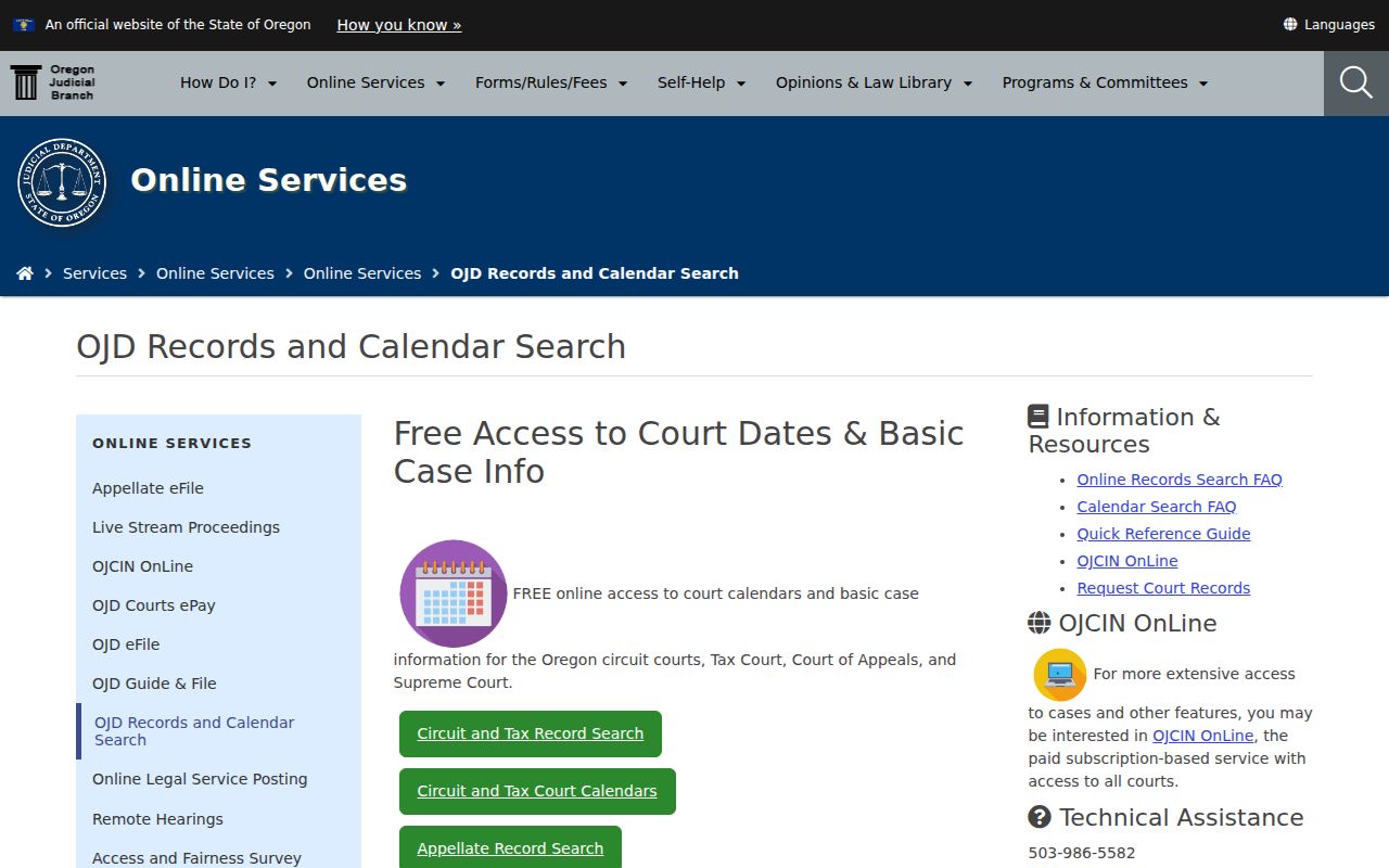 Ashland residents directory Oregon Judicial Department records-search page