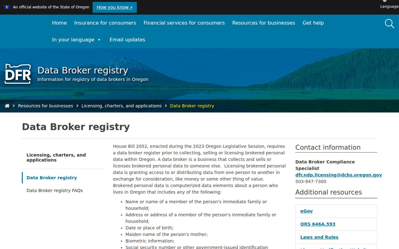 Ashland residents directory Oregon data-broker registry and opt-out resource