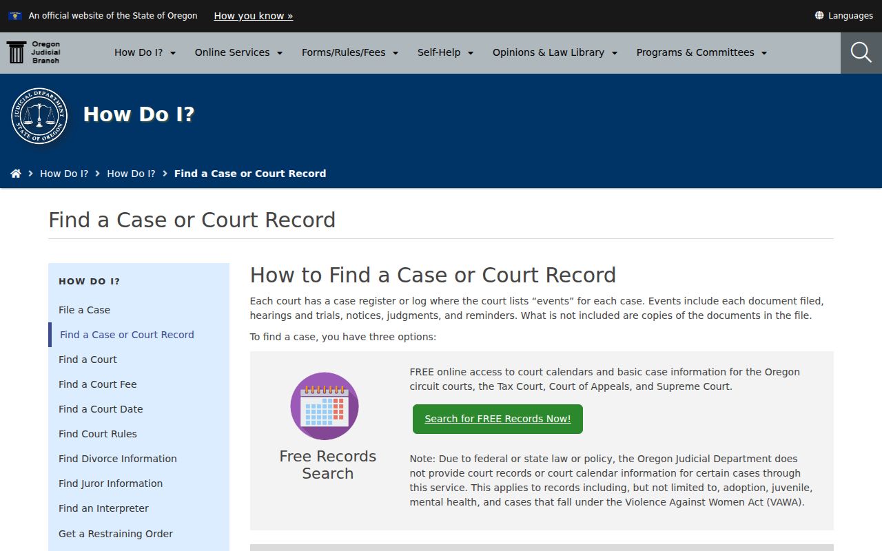 Ashland resident lookup Oregon Judicial Department record-finding guide