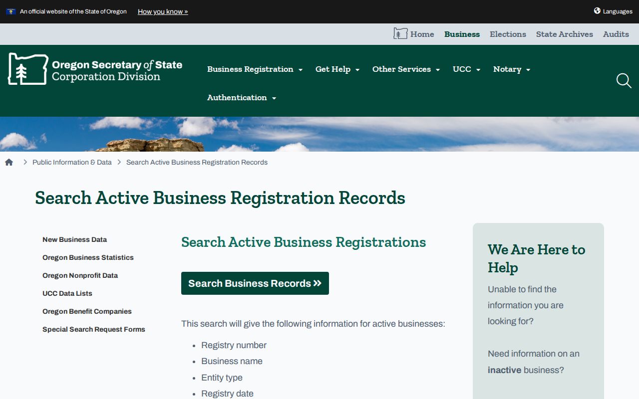 Ashland ZIP code directory boundary shown by Oregon active business search